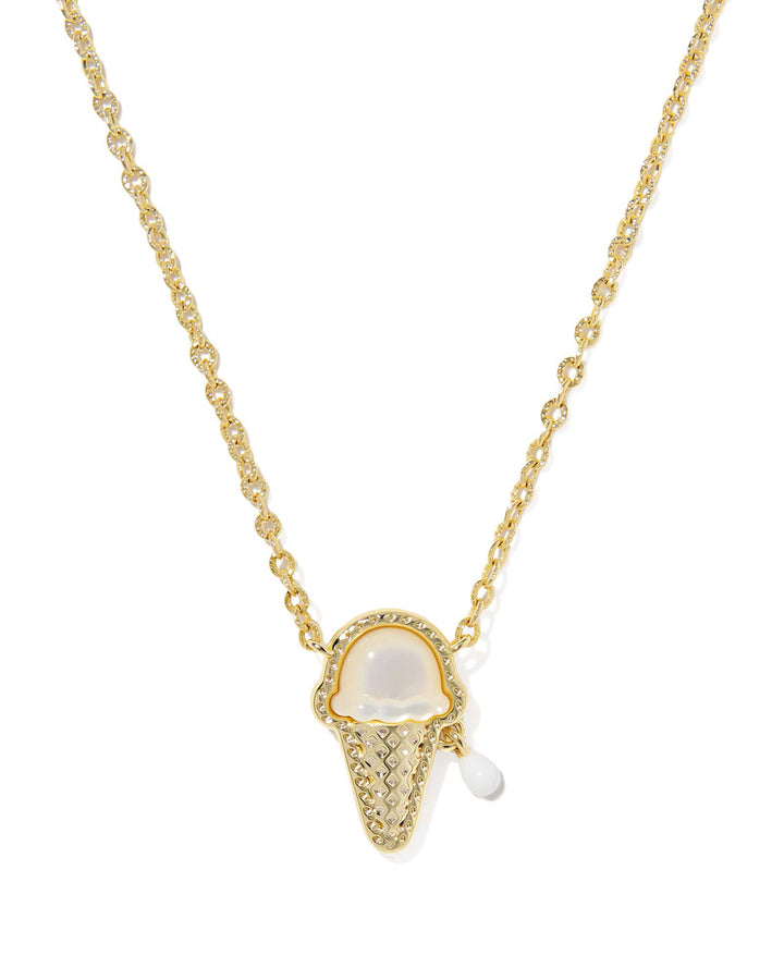 Kendra Scott Ice Cream Gold Pendant Necklace in Ivory Mother of Pearl