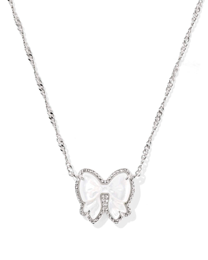 Kendra Scott Haley Silver Bow Ivory Mother of Pearl Pendant Necklace