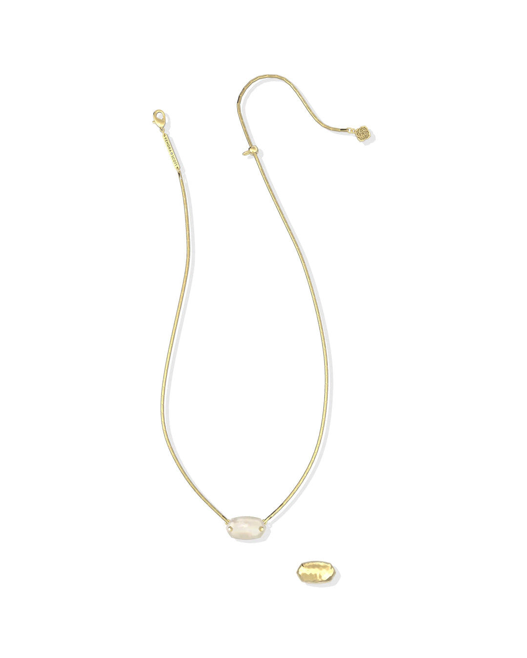 Kendra Scott Elisa Riveted Gold Short Pendant Necklace in Ivory Mother of Pearl