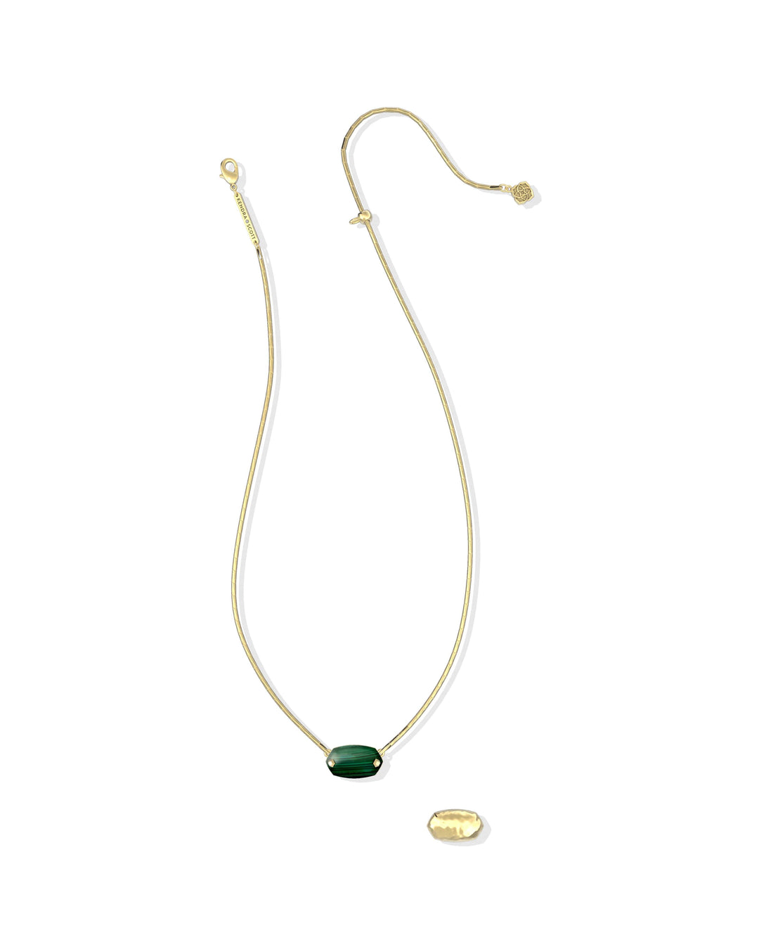 Kendra Scott Elisa Riveted Gold Short Pendant Necklace in Green Malachite