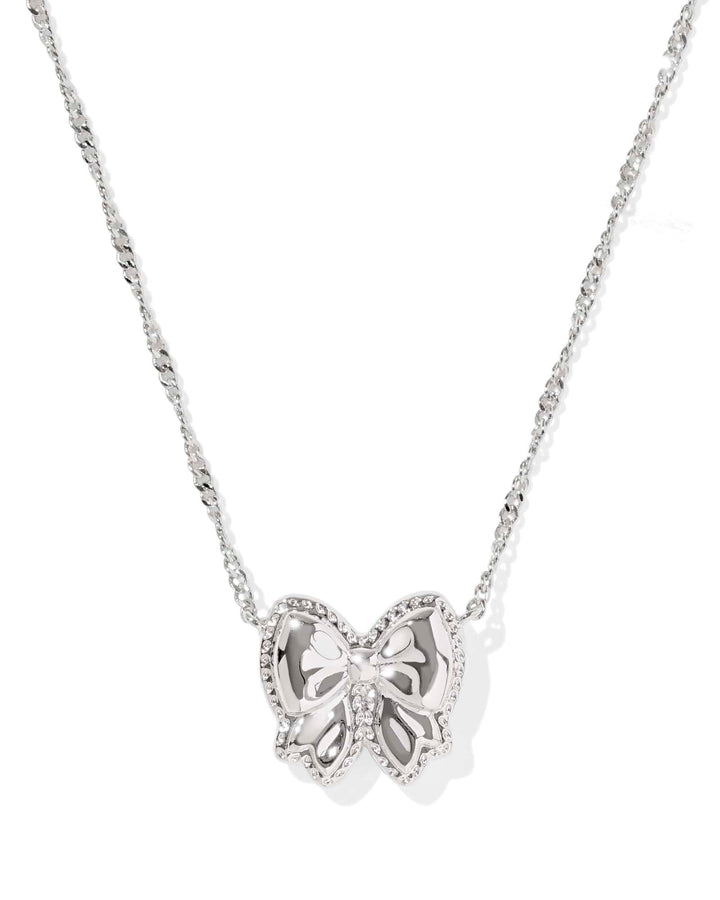Kendra Scott Haley Silver Bow Ivory Mother of Pearl Pendant Necklace