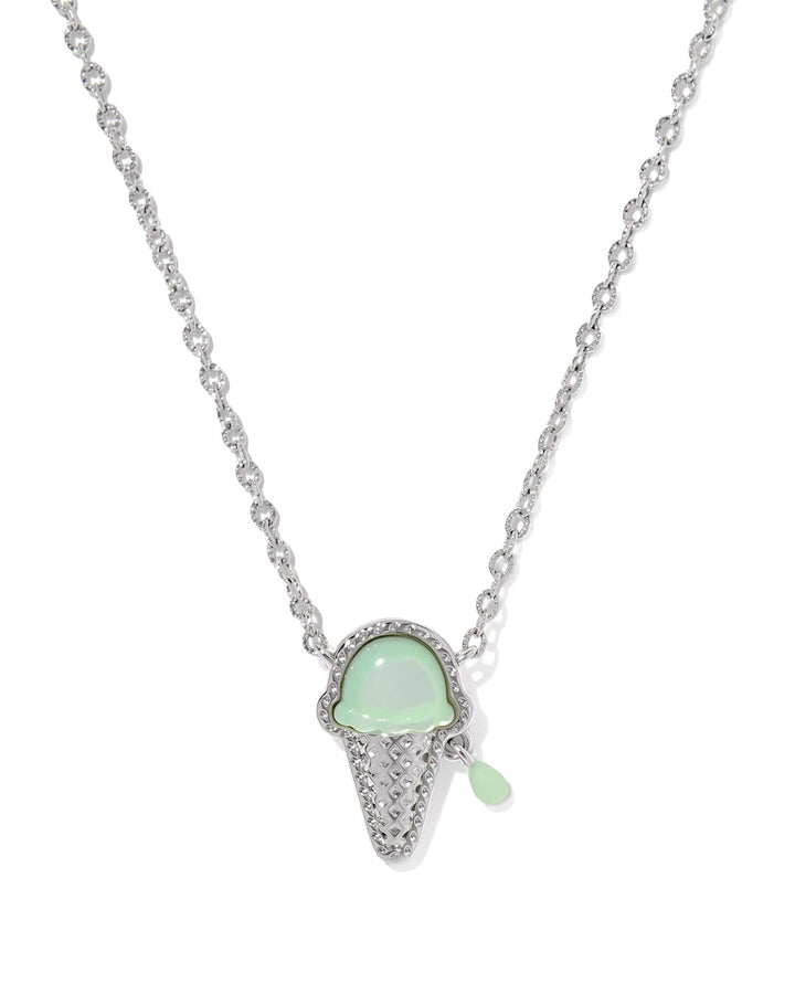 Kendra Scott Ice Cream Silver Pendant Necklace in Mint Mother of Pearl