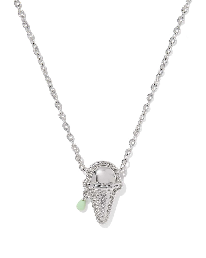 Kendra Scott Ice Cream Silver Pendant Necklace in Mint Mother of Pearl
