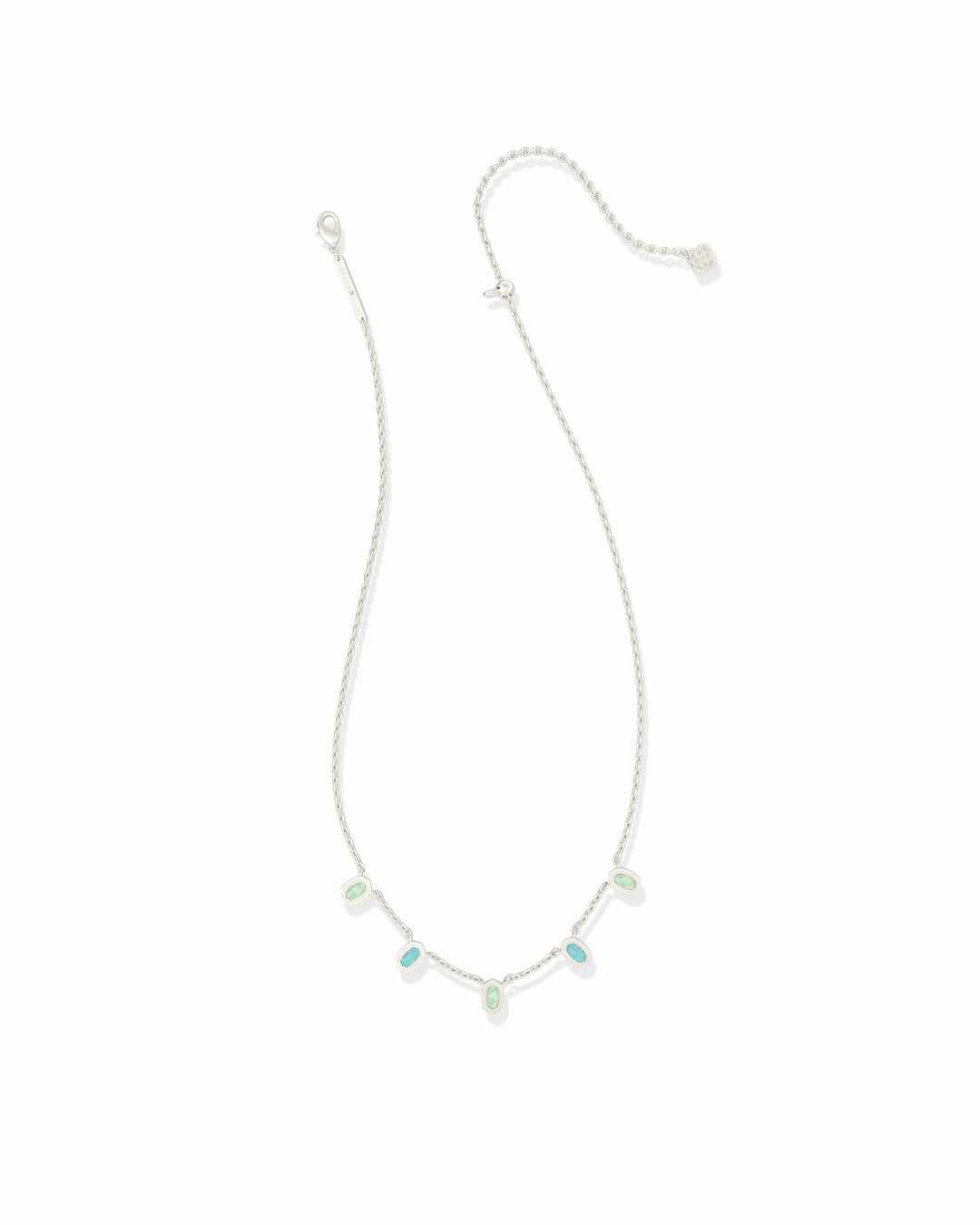 Kendra Scott Mini Elisa Strand Silver Necklace in Green Mix