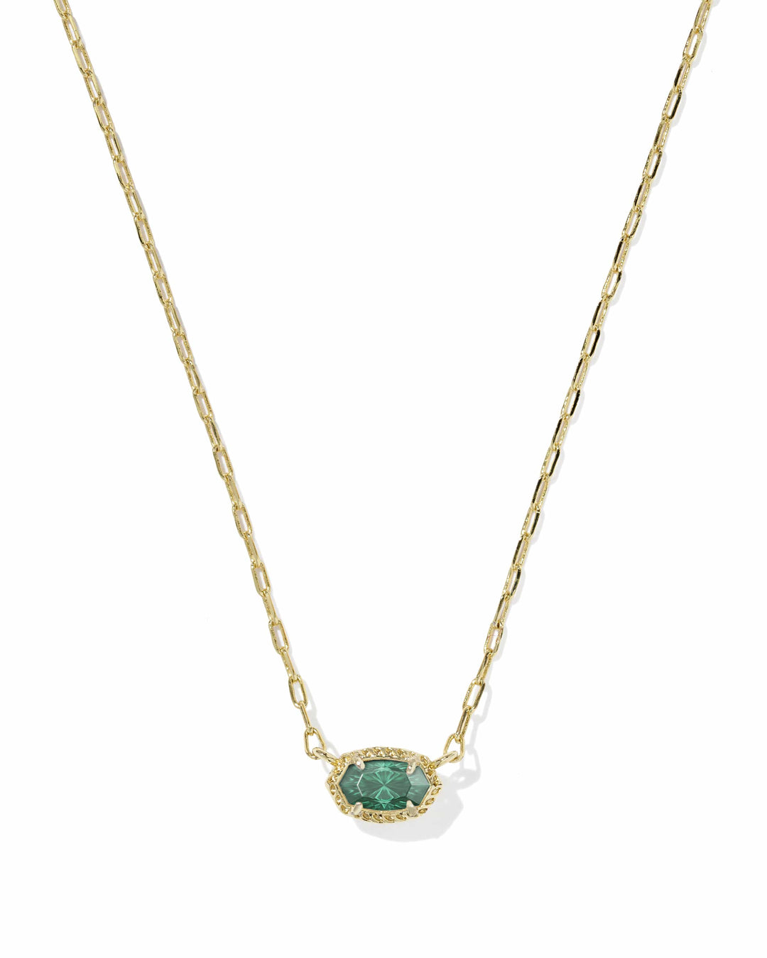 Kendra Scott Mini Elisa Luxe Gold Pendant Necklace in Dark Green Crystal Kendra Scott Mini Elisa Luxe Necklace, Dark Green Crystal Necklace