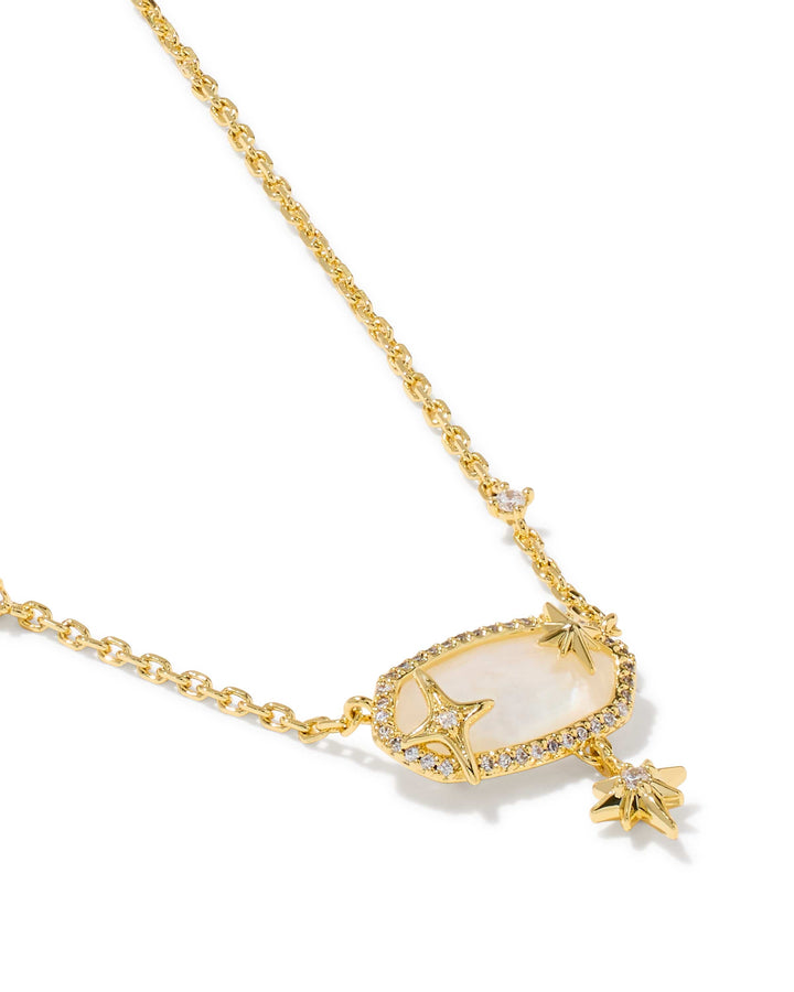 Kendra Scott  Elisa Star Gold Short Pendant Necklace in Crystal Ivory Illusion
