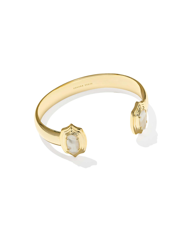 Kendra Scott Elton Stepped Frame Gold Cuff Bracelet in Ivory Mother of Pearl Gold Cuff Bracelet | Adjustable Stepped Frame Bracelet Bracelet