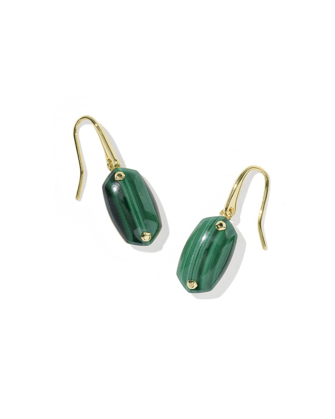 Kendra Scott Lee Riveted Gold Drop Earrings in Green Malachite
