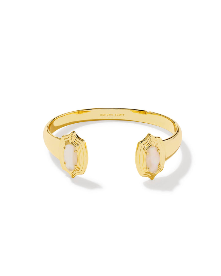 Kendra Scott Elton Stepped Frame Gold Cuff Bracelet in Ivory Mother of Pearl Gold Cuff Bracelet | Adjustable Stepped Frame Bracelet Bracelet