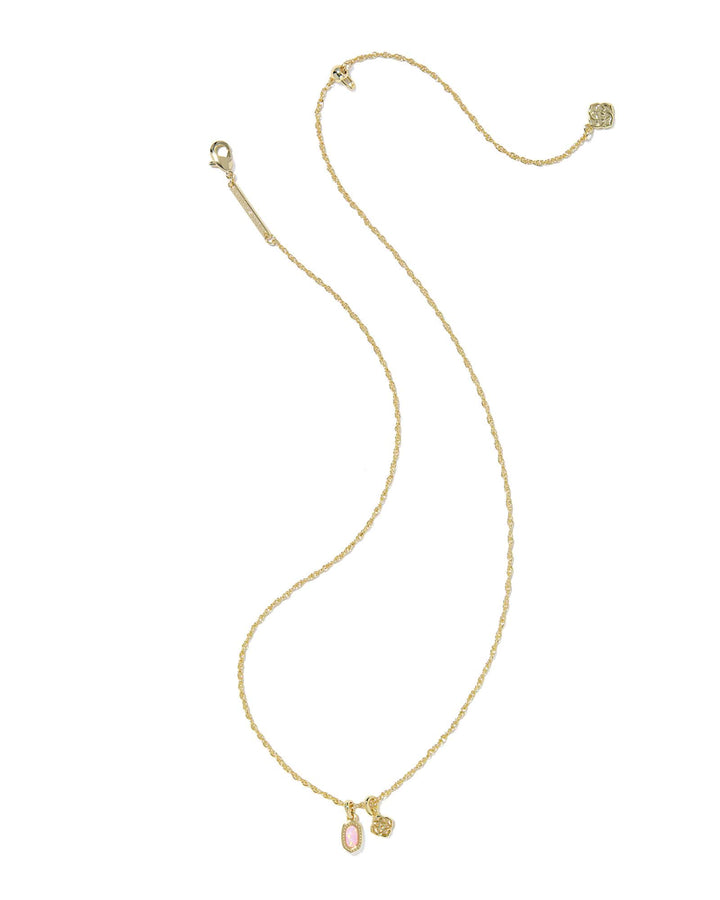 Kendra Scott Mini Elisa Dira Gold Necklace in Light Pink Lab Grown Opal