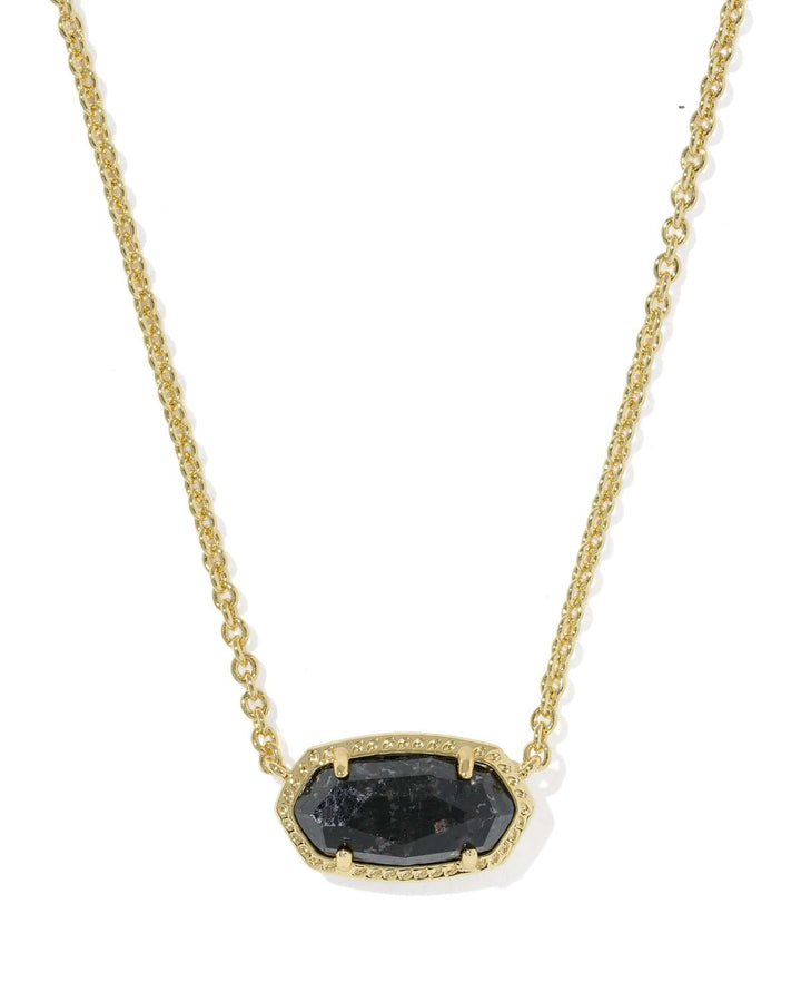 Kendra Scott Elisa Gold Boo Short Pendant Necklace in Black Granite