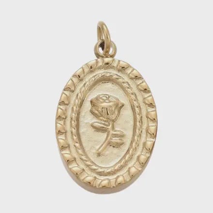 Vintage Rose Oval Charm