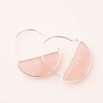 Scout Curated Wears Stone Prism Hoop - Rose Quartz/Silver