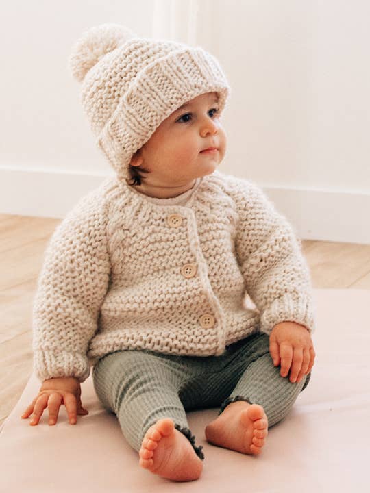 Baby Garter Stitch Sweater - Natural