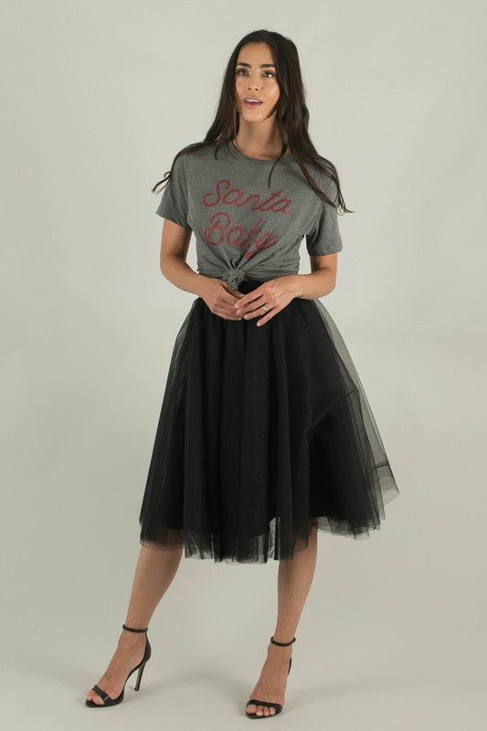 Black Midi Tulle Skirt
