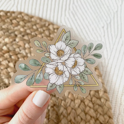 Clear Gold Triangle Floral Sticker