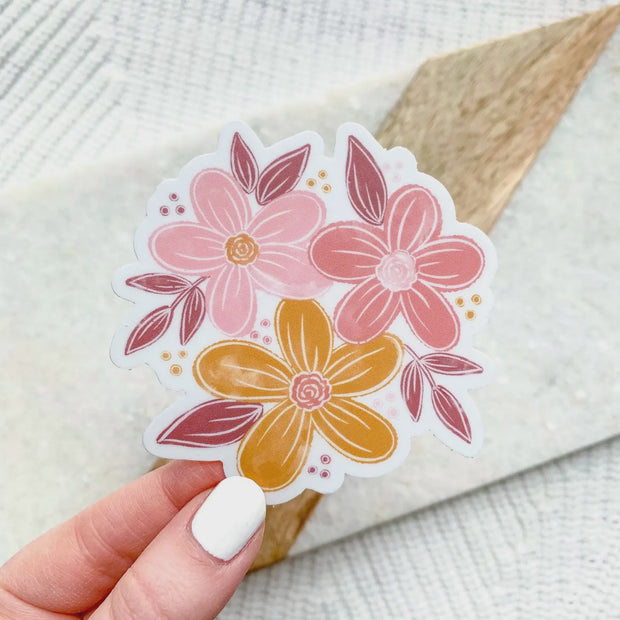 Pink and Yellow Florals Sticker