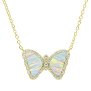 Kamaria Mini Butterfly Necklace - White Opal