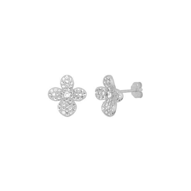 Sakura Stud Earrings - Silver