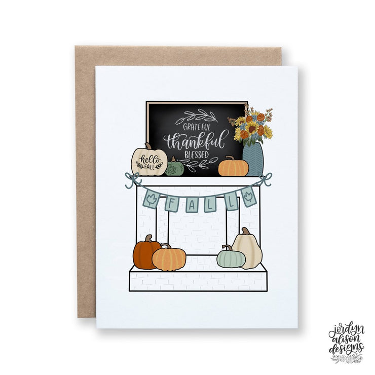 Fall Mantle Thanksgiving Card