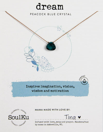 Soulku Peacock Blue Crystal Necklace for Dream