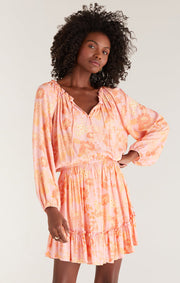 Montecito Floral Dress in Sunkist Coral