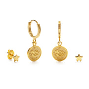 Zodiac  Huggies & Star Stud Earring Set