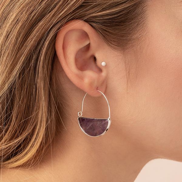 Scout Curated Wears Stone Prism Hoop - Lapis/Silver