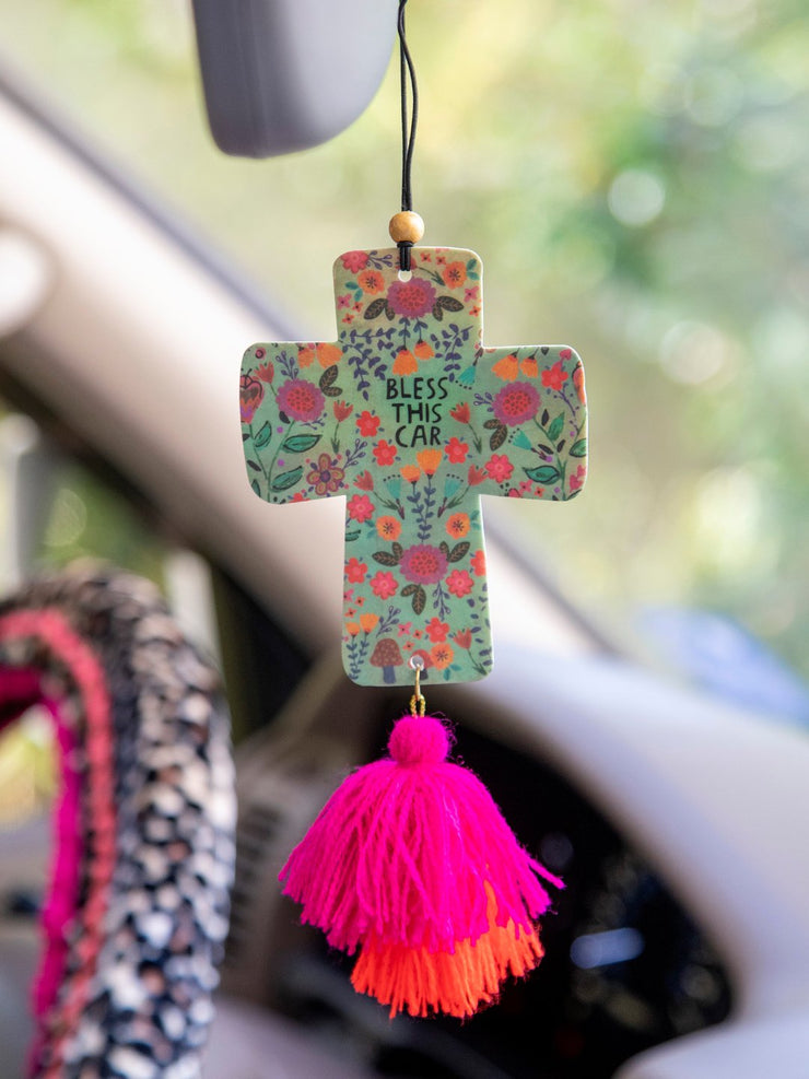 Car Air Freshener - Bless This Car Cross