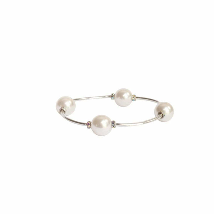 Blessing Crystal Pearl 12mm Bracelet - Silver
