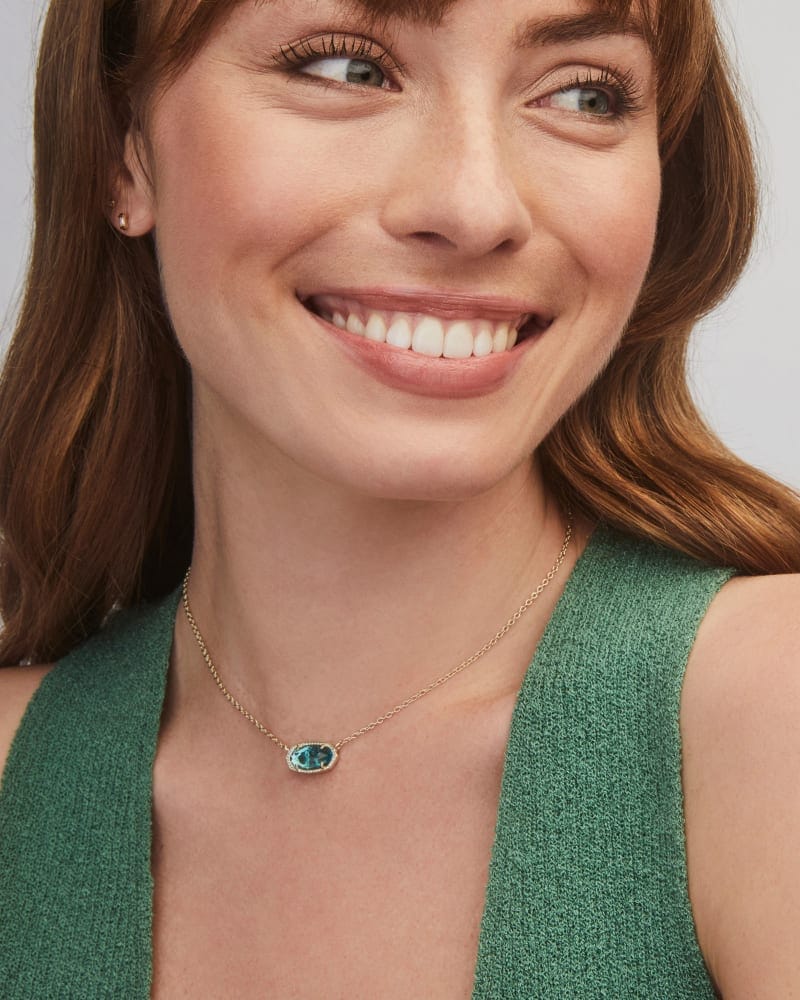 Kendra Scott Elisa Gold Necklace in London Blue Kendra Scott Elisa London Blue Gold Pendant Necklace Necklaces