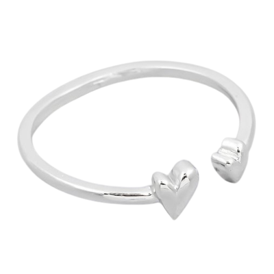 Dual Hearts Silver Ring