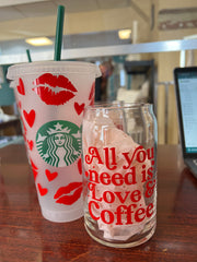 All You Need is Love & Coffee Glass