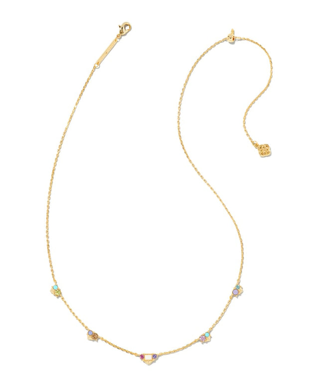 Devin Gold Crystal Strand Necklace in Pastel Mix