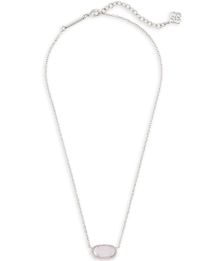 Kendra Scott Elisa Silver Pendant Necklace in Iridescent Drusy