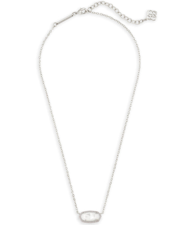 Elisa Silver Pendant Necklace in Ivory Mother of Pearl