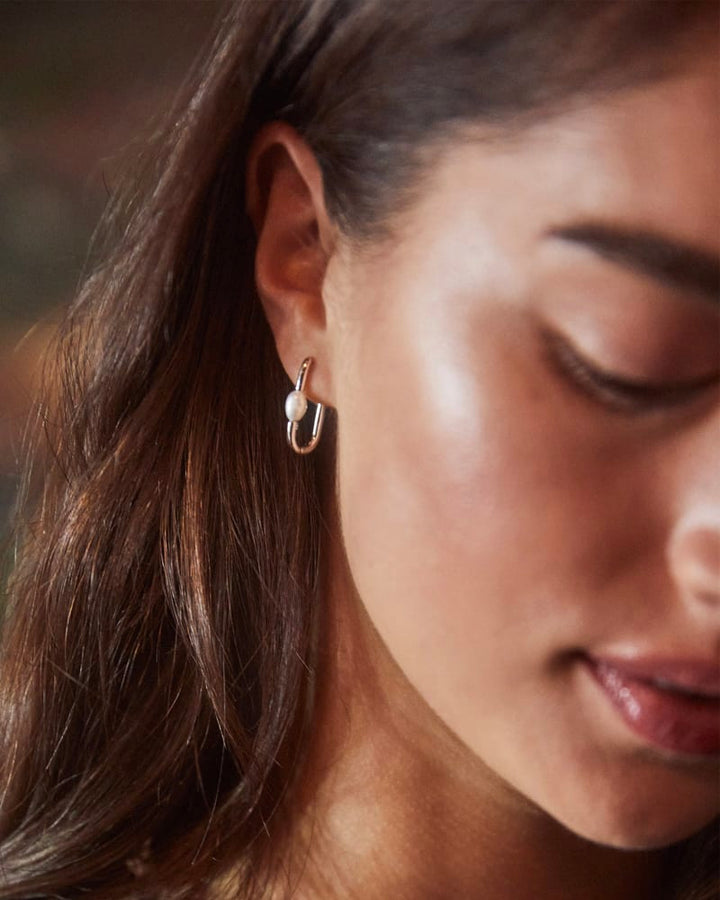 Lindsay Pearl Huggie Earrings