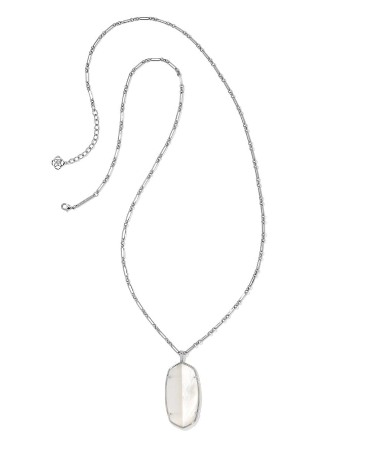 Reid Silver Intarsia Long Pendant Necklace in White Intarsia