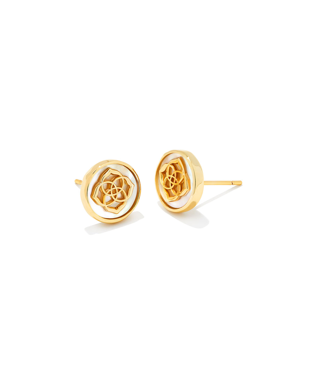 Dira Gold Stud Earrings in Ivory Mother of Pearl