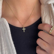 Waterproof Silver Crystal Cross Necklace