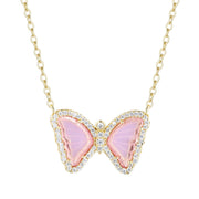 Kamaria Mini Butterfly Necklace - Light Pink