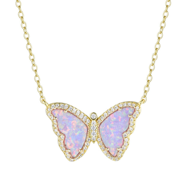 Kamaria Butterfly Necklace - Lavender Opal Gold