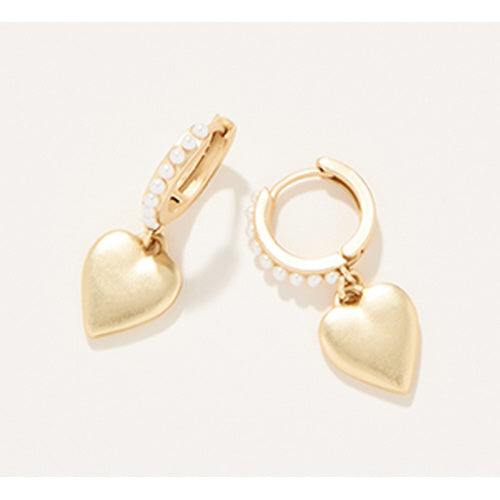 Pearl Heart Huggie Earrings